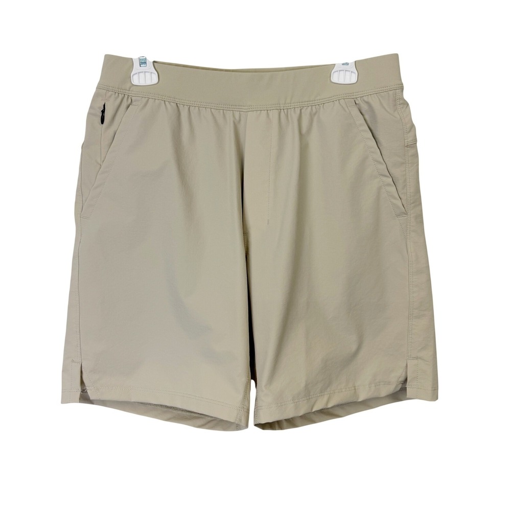 Public Rec Lined Flex Shorts Men's 32 Beige Khaki 7.5" Gym Water Resistant